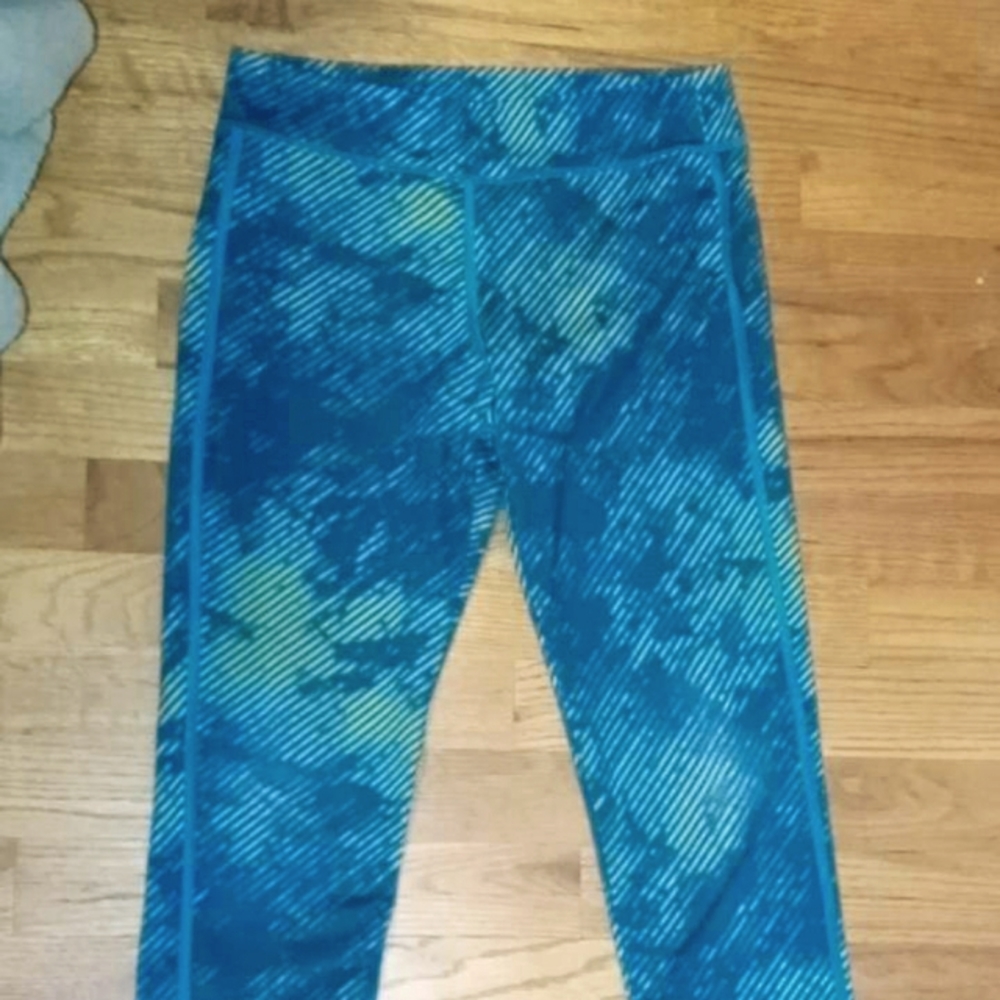 Leggings, blue, green, 10-12